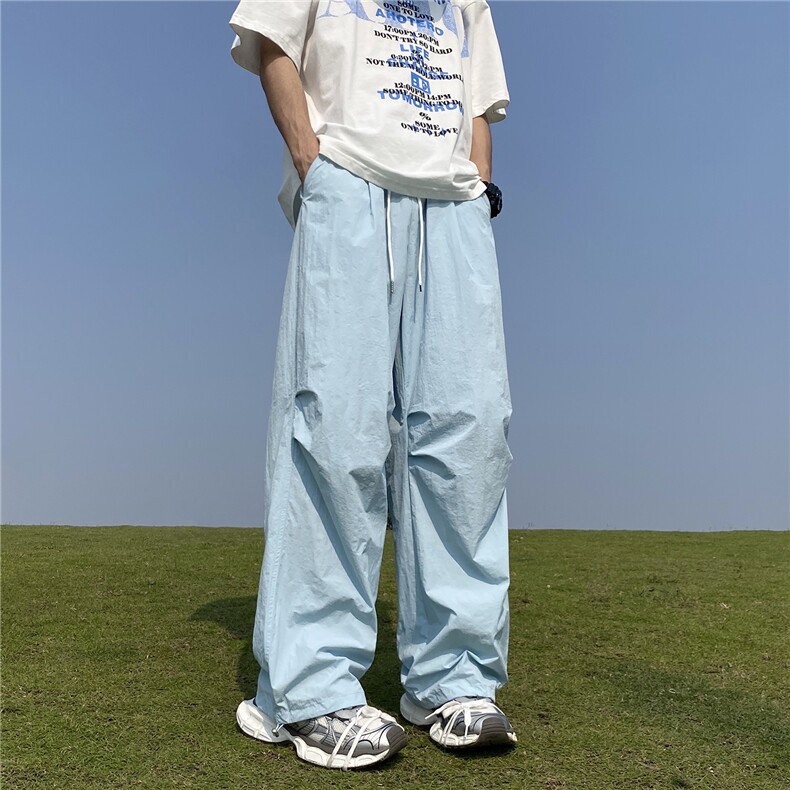 抖音得物春装新款多巴胺中性风宽松阔腿裤休闲裤子男裤K288-特P32,男装休闲裤,电商A099