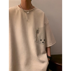 麂皮绒短袖男T恤小众日系复古美式港风设计感1016-1T145P38K55，男装T恤，星座1016-1（原电商B408-1）