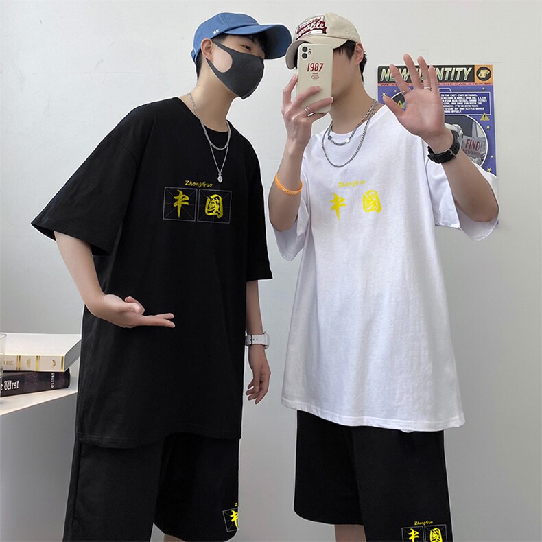 运动夏季韩版潮流帅气时尚潮牌搭配短袖短裤运动A161-2-TZ09-P50,男装休闲套装,电商A161-2