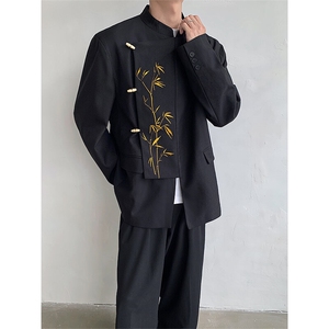 现货！25新中式TR重工刺绣喜服礼服金竹报喜立领西服xz91-p145图片
