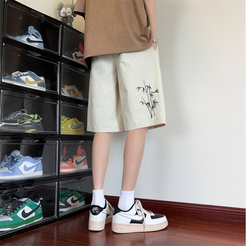 夏季新款潮流舒适透气新中式刺绣宽松短裤B315-K24131-p35控48,男装牛仔裤,电商B315