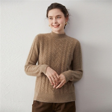 2025年秋季新款百搭女士半高7针双扭花，女装羊绒衫，蒂暖羊绒