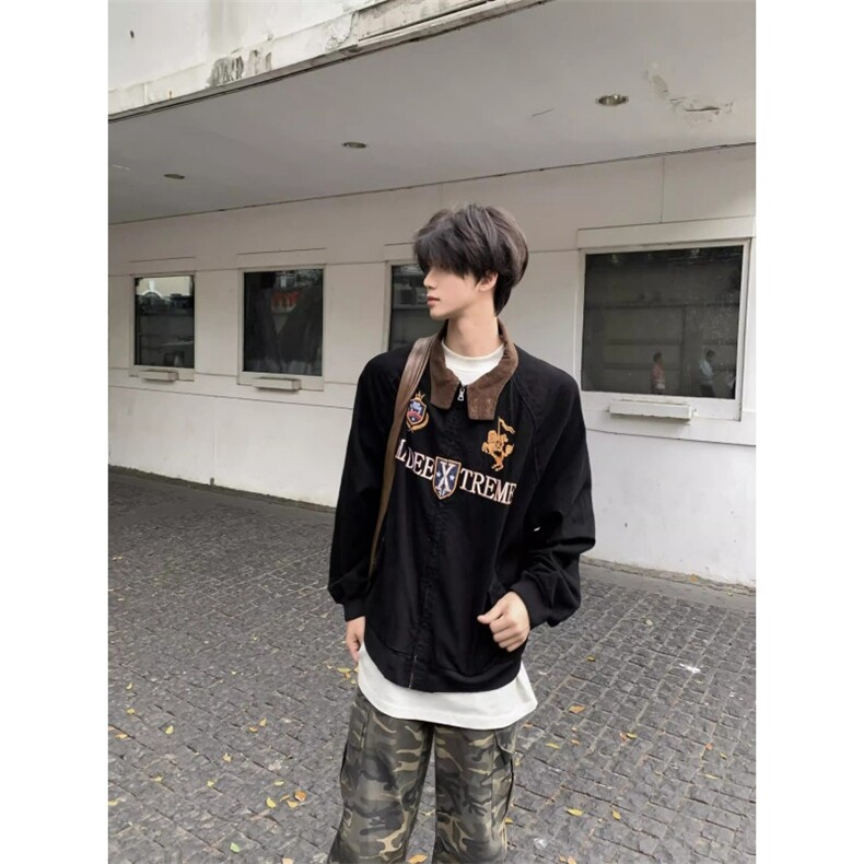 DJK7308-批75美式潮牌刺绣字母哈灵顿棒球服外套男女宽松夹克上衣,男装夹克,星座603-2