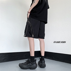 B221美式ins高街暗黑宽松拉链设计五分裤短裤LK23058-P55控78，男装休闲裤，电商B221