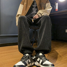 新款休闲裤宽松束脚卫裤潮流百搭休闲裤313A-1-NK84-P55控68，男装休闲裤，星座808A-1