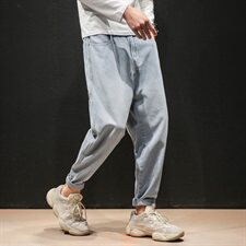 2021马切达春季日系大码男宽松纯色九分裤牛仔裤K295-P55，男装牛仔裤，电商A001
