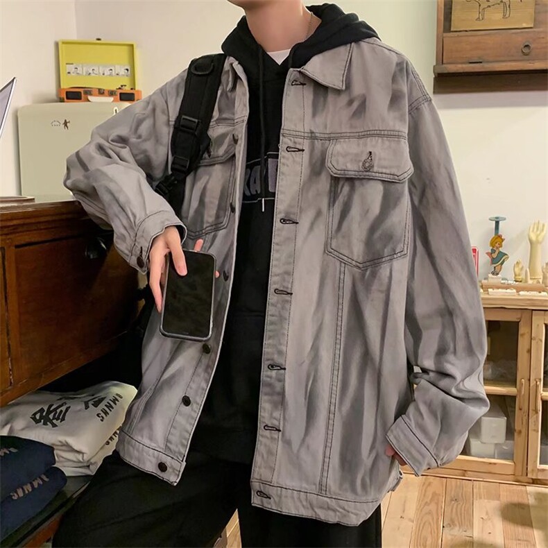 潮流夹克潮男春季方领扎染牛仔夹克JK8912P65,男装夹克,星座1116-2