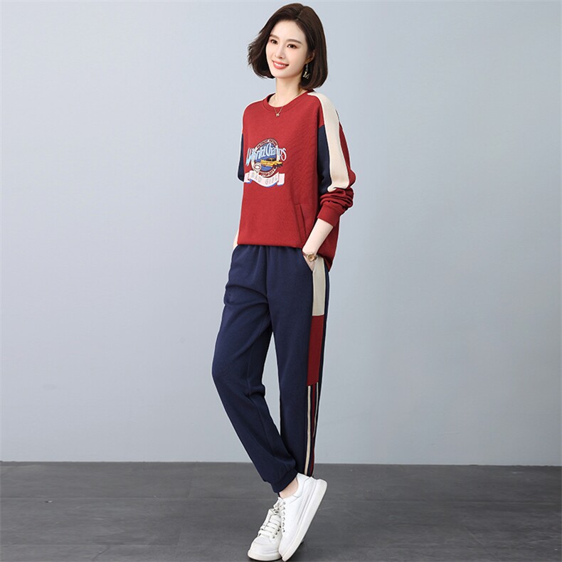 卫衣套装女2024新款春秋款时尚洋气爆款中年妈妈运动休闲两件套潮,女装套装/套裙,忆绮罗