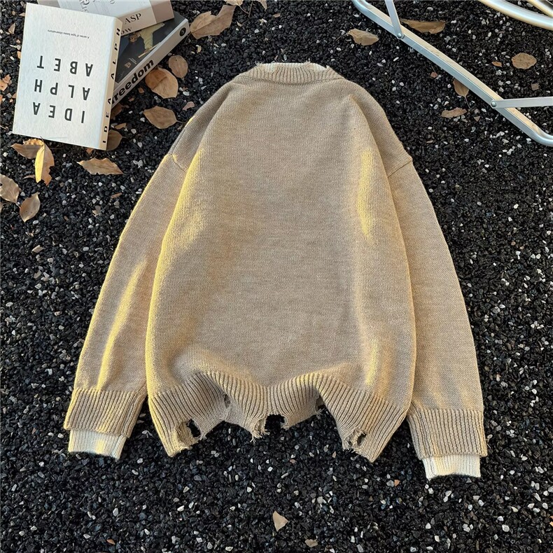 假两件破坏毛衣男女同款针织衫卡其深灰A67-P48,男装针织衫/毛衣,电商D312