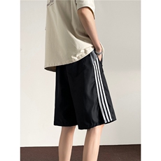 三杠短裤男夏季潮牌休闲机能风宽松痞帅气五分裤TX12P30，男装牛仔裤，星座1013-1