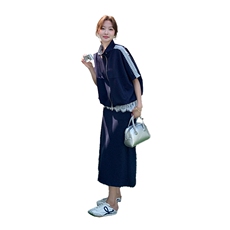 休闲运动蕾丝薄款短袖卫衣半身裙女夏2025新款甜美显瘦，女装连衣裙，2C029