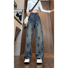 二开涂鸦牛仔裤男2025春季新款痞帅高街阔腿裤子-A1188TP45控65，男装牛仔裤，电商B241