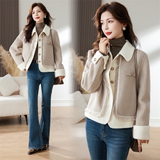 小香风双面羊绒大衣女2025春秋冬新款时尚撞色流苏羊毛呢子短外套，女装双面呢大衣，丝露怡语