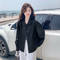 美式单排扣皮衣外套女2025秋季新款时髦百搭休闲时尚潮流皮衣外套，女装皮衣，2C217