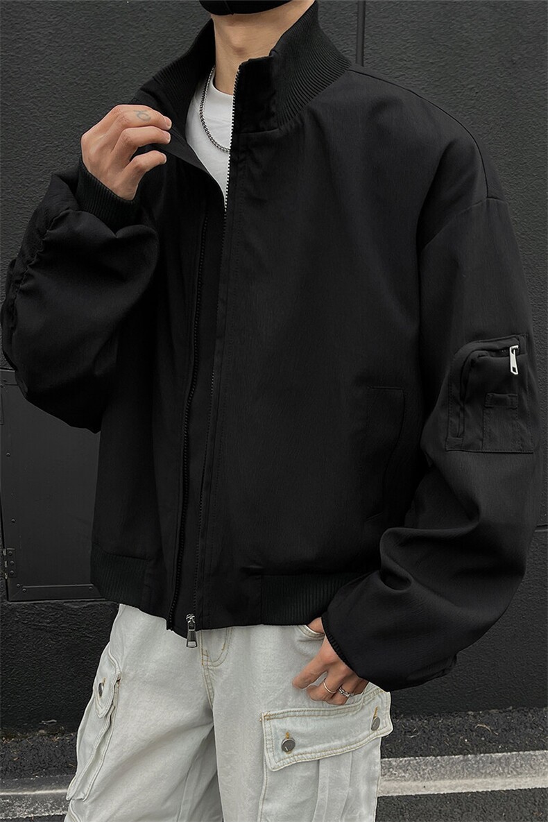 男装黑墙春季飞行服夹克春装大码cleanfit宽松拉链外套S381-特88,男装夹克,电商A233-1