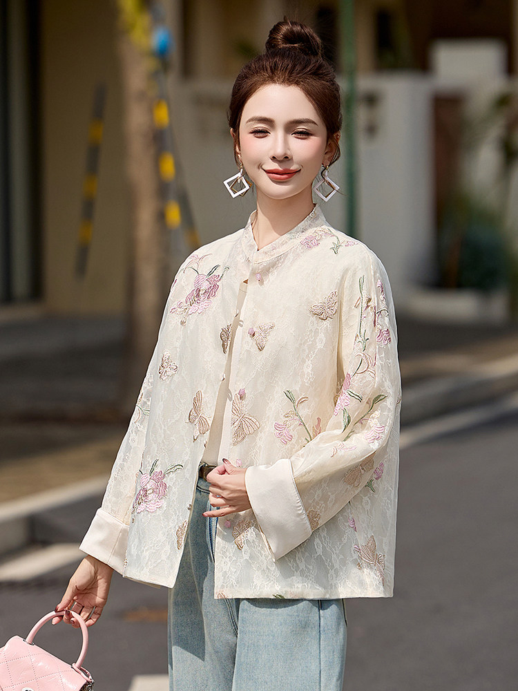 新中式国风刺绣外套女春秋轻奢高级感小个子减龄小香风防晒衣上衣,女装短外套,依如秀(原杭风阁)