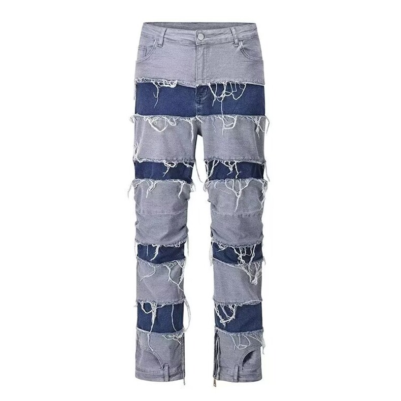 黑色微喇裤子男春季美式高街牛仔长裤青少年痞帅高级感直筒裤男款，男装休闲裤，星座506A