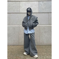 重磅休闲卫裤男女秋季日系复古直筒宽松阔腿裤百搭长裤LQ1288-P40，男装休闲裤，星座1008