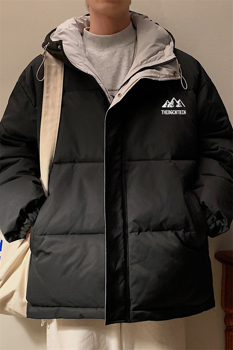 黄墙港风冬款休闲字母印花百搭连帽棉服A247-MY164特批95控158,男装棉衣,电商A247