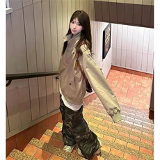 网图卡其色正肩夹克休闲棒球服立领外套A025-KY1800-P53加绒63，男装夹克，电商A025