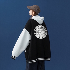 中性风 秋季新款港风ins潮牌字母印花宽松棒球服夹克G88-P65控78图片