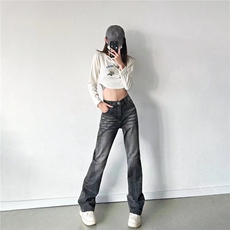 美式高街男女弯刀微喇水洗牛仔裤S306P44，男装牛仔裤，星座1112-1