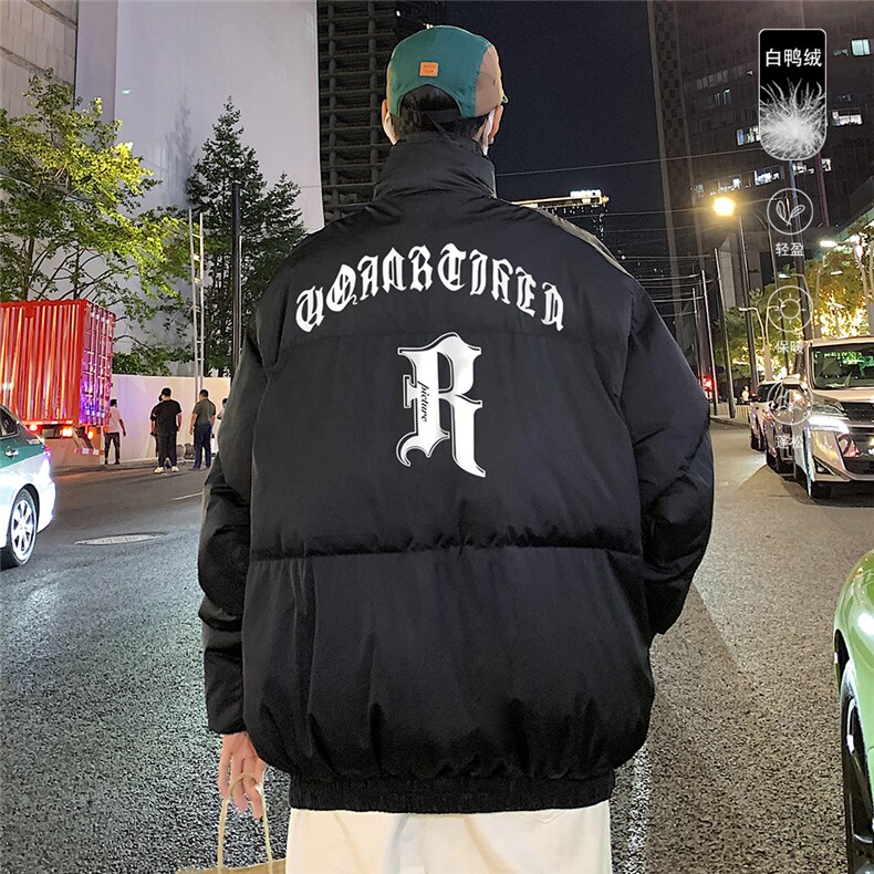 港风ES 冬季新款立领白鸭绒羽绒服男潮宽松印花 YR6210 P195控258图片