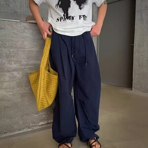 夏季凉感透气休闲裤男cleanfit宽松百搭捏褶直筒伞兵裤子 K3683图片