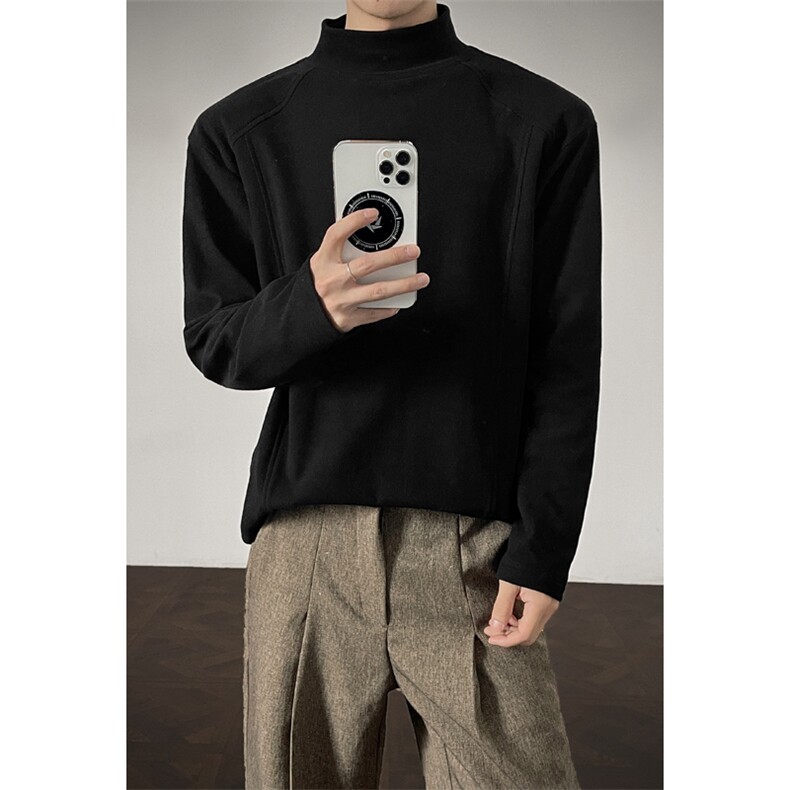 2025冬季新款港风内景大码德绒半高领T恤M-5XHT251056-特P13.5，男装T恤，电商A022
