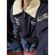 翻领拼色绣标棉服2024年秋冬棒球服宽松夹克加厚棉衣外套M9952，男装夹克，星座1116A（原606A-3）