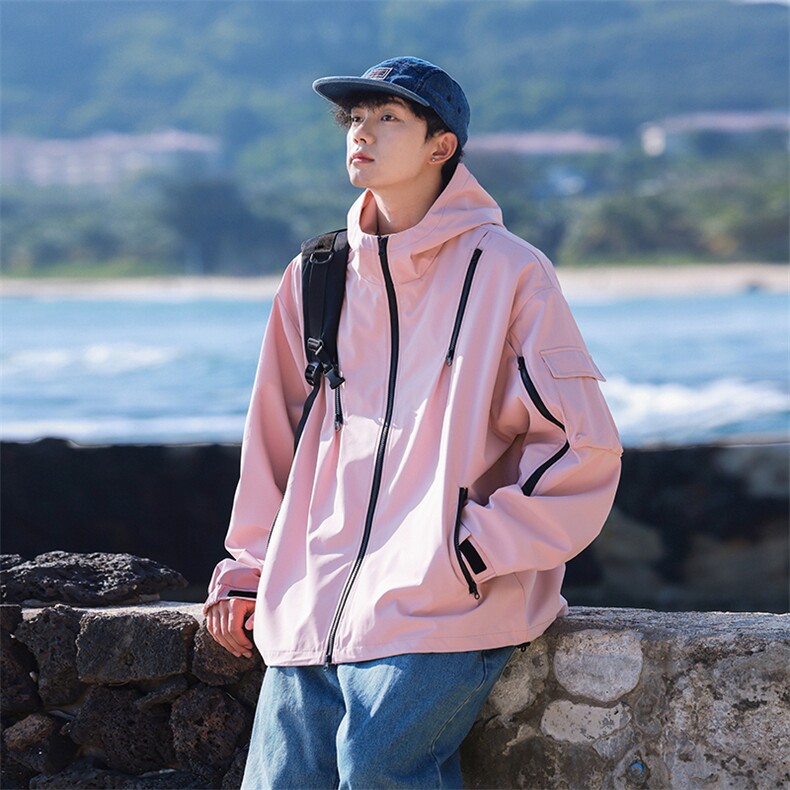 春季新款现货港风夹克三防冲锋衣宽松男外套DSA157B-JK1562-P75,男装夹克,电商A157B