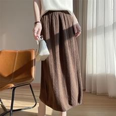 2025春夏新纯色简约气质半身裙女柔软触感亲肤柔软细腻垂顺百搭裙，女装半身裙，丹芙娇羊绒