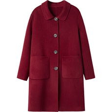 时尚百搭女士中长款双面羊毛大衣优雅显瘦秋冬季必备单品，女装毛呢外套，豪顺羊绒