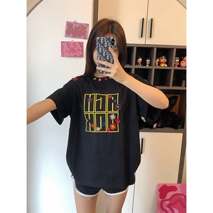 万针全刺绣工艺抖音得物高品质260克重磅纯棉双纱美式高街短袖T恤图片