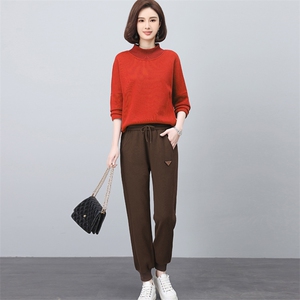 长期大货2024年新款冬季时尚加绒加厚卫衣两件套女中老年妈妈装图片