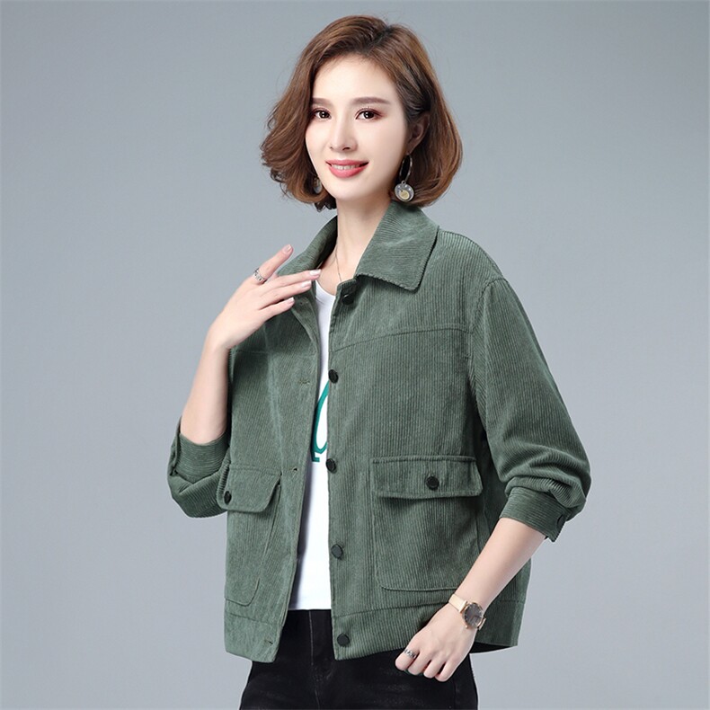 2020年秋冬季新款灯芯绒短款外套女通勤韩版女士上衣自主图,女装短外套,伊满意