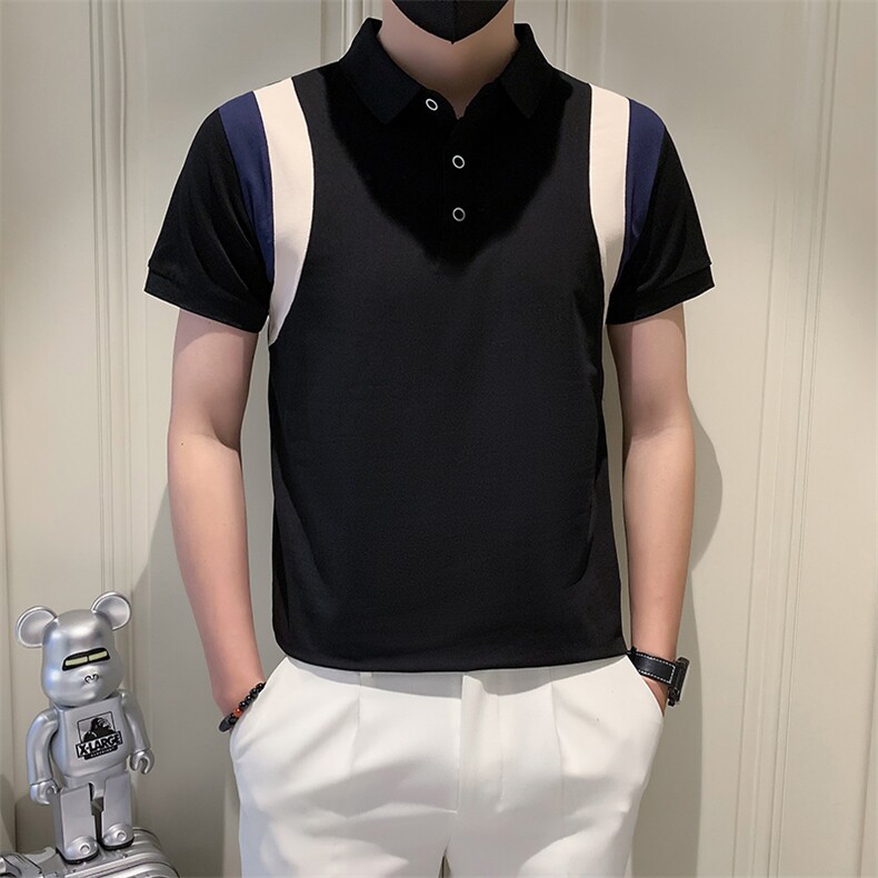 社会小伙夏季男休闲短袖POLO衫撞色修身翻领T恤A319-P55控78,男装T恤,星座210-3