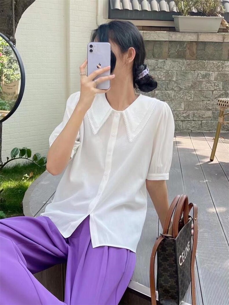 【现货】绣花领小衫，其它，里奈(5F)