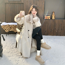 新款！环保皮草两面穿中长款皮毛一体派克服2C133-6010-P275-K398，女装派克服，2C133