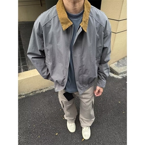 外套男春秋季穿搭运动夹克潮牌美式青年立领防风上衣情侣Y3115,雅蓝色上衣搭配啥颜色裤子图片