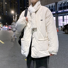 新款双面穿立领衣男百搭情侣服宽松菱形格袄学生W2203-P90，男装棉衣，星座512-4