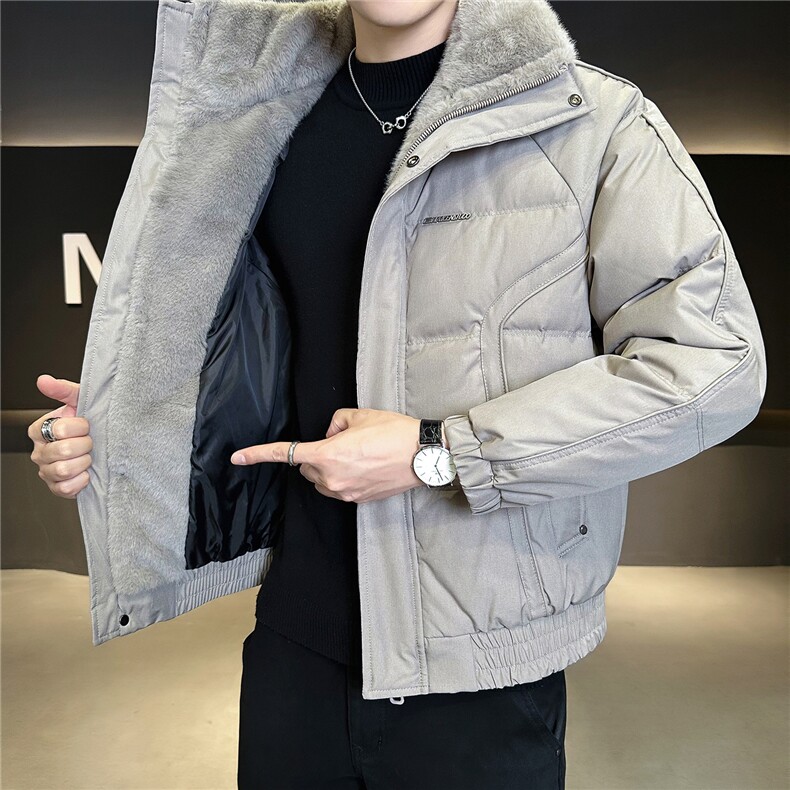 9809-M-3XL-P215标50绒店主风冬季休闲百搭纯色毛领羽绒服男,男装羽绒服,电商B255