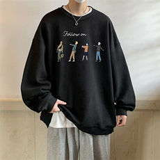 圆领卫衣男大码加厚加绒长袖t恤男S6043-P28加绒款-P33，男装卫衣，电商A040