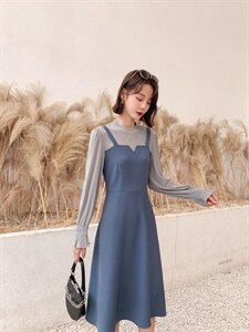 韩版修身淑女气质高雅百搭连衣裙图片