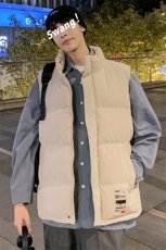 冬季新款男宽松保暖休闲外套港风夜景贴标加厚棉马甲M726-P50控78，男装背心/马甲，电商A001