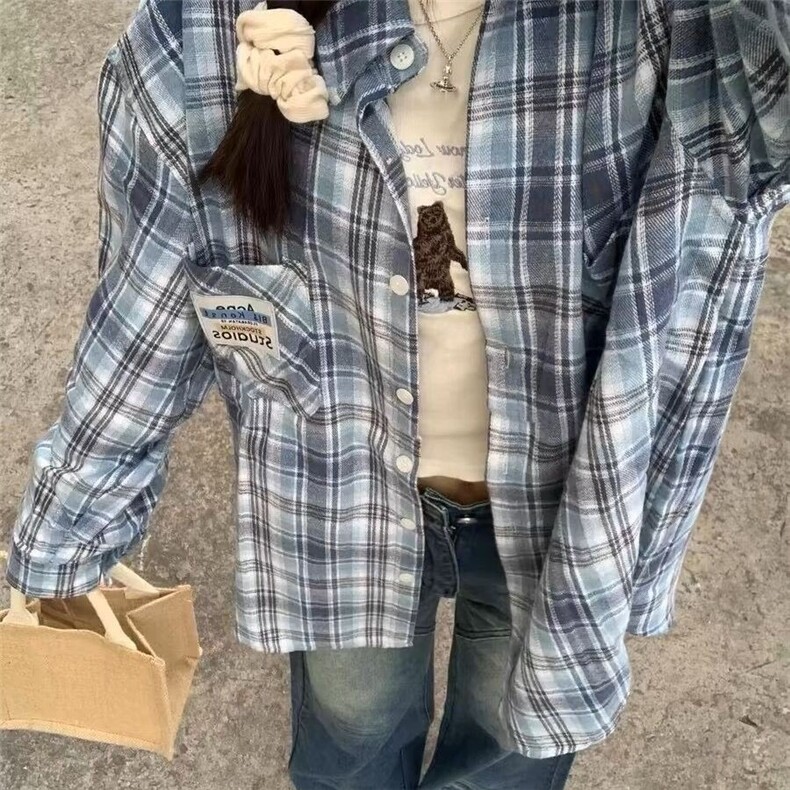 衬衣夏季百搭长袖韩系黄色格子衬衫格子休闲港味时尚,男装衬衫,星座1210-1