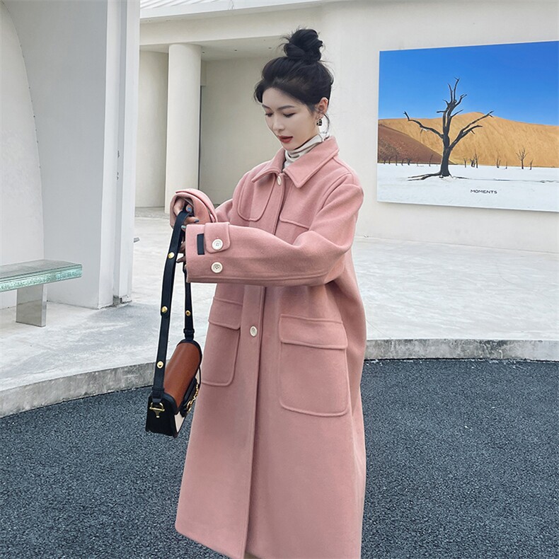 新款大货已出中长款毛呢大衣,女装毛呢外套,菡迪欧娜