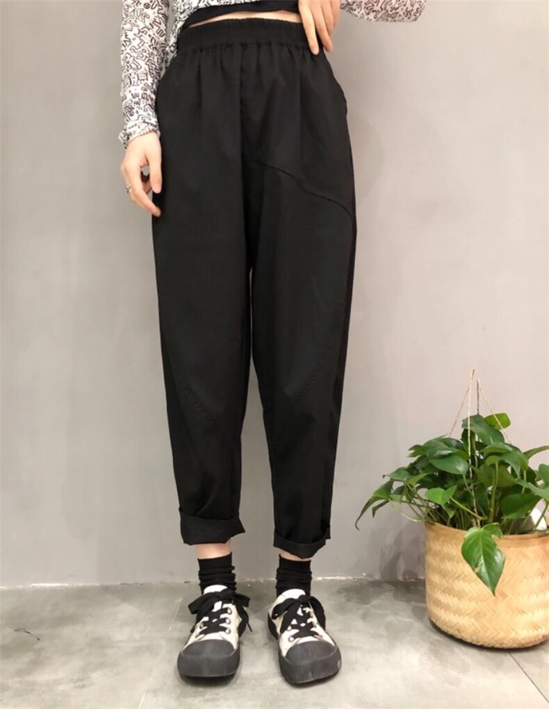 裤子，松紧腰 聚酯纤维，抗皱耐磨，其它，with E Q