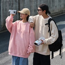 情侣装秋装新品鹿皮绒钢印情侣卫衣宽松外套上衣G1015P58女类，女装短外套，电商A339