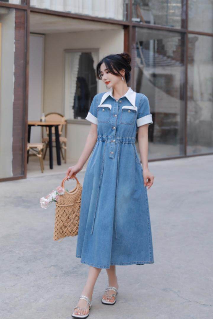 2023年夏装牛仔连衣裙，女装连衣裙，贻思茗